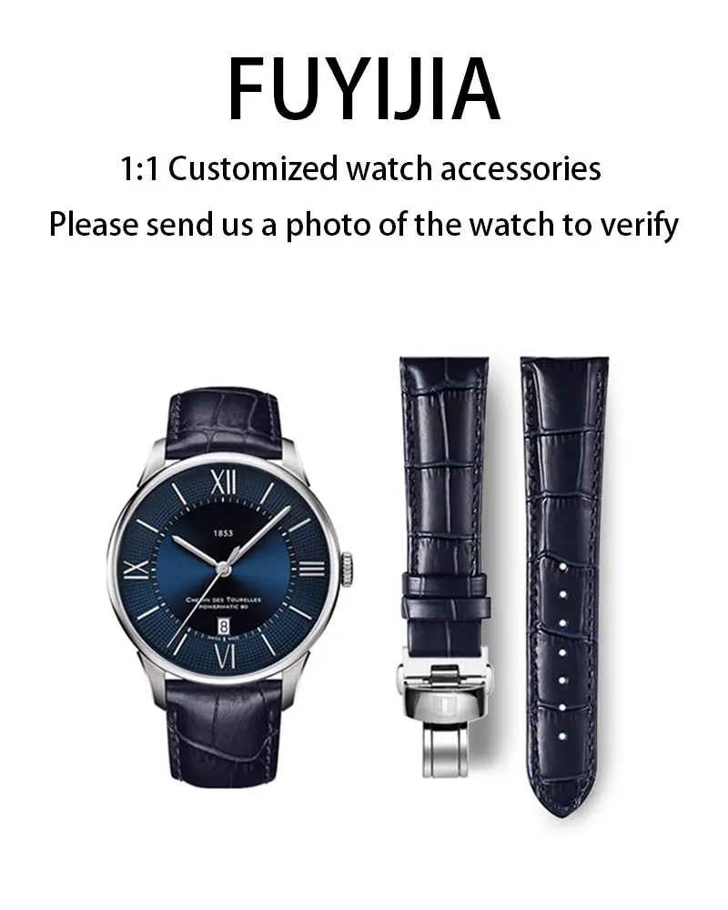 Fuyijia-男性用の手作りクロコダイルスキンの時計バンド,ピンバックル,本物のクロコダイルベルト,M-ONTBLANC,1858,オリジナルスタイル,20mm, 22mm