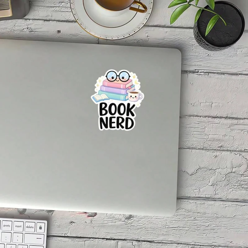 Cute bookworm reading stickers, suitable as bookish accessories and gifts for librarians and book lovers