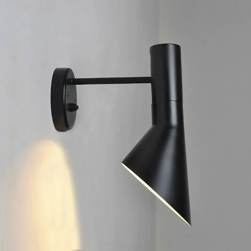 

Modern Led Designer AJ Wall Light Bedroom Living Room Bedside Switch Lamp Retro Black Iron Aisle Stairwell Wall