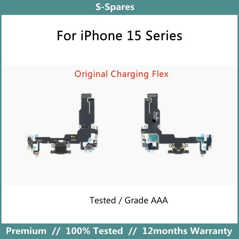 Original New Dock Charging Port Connector Flex Cable For iPhone 15 Plus 15 Pro Max Replacement Tested Non Restart