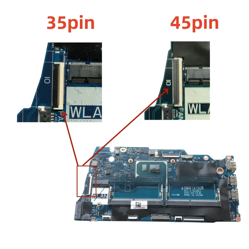 GDM50 LA-L241P For Inspiron 15 3511 Vostro 15 3510 Laptop Motherboard DDR4 With i3/i5/i7-11th Gen CPU 05PD08 0042CN 0818KM