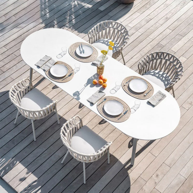Outdoor Table And Chair Set，Leisure Dining And Set, Outdoor Terrace Slate Table, Courtyard Chair, Sunroom Rattan Furniture