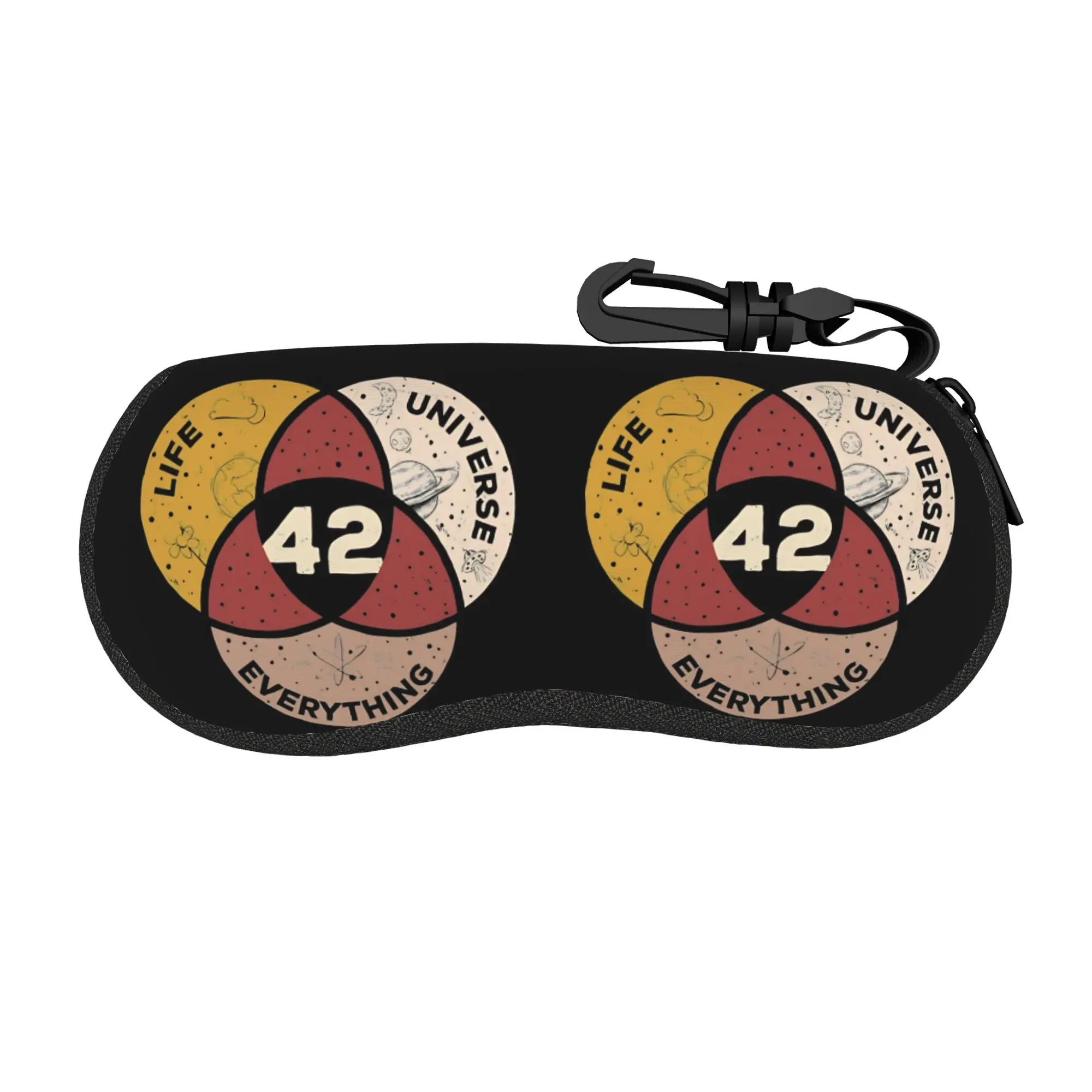 dont panic 42 The Answer To Life Douglas Adams Glasses Case for Women Portable Zipper Sunglasses Storage Box Eye Contacts Case