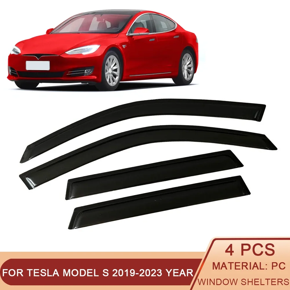 Window Visor for Tesla Model S 2013-2024 Weathershied Door Visor Wind Sun Rain Guards Side Window Wind Deflectors Auto Parts