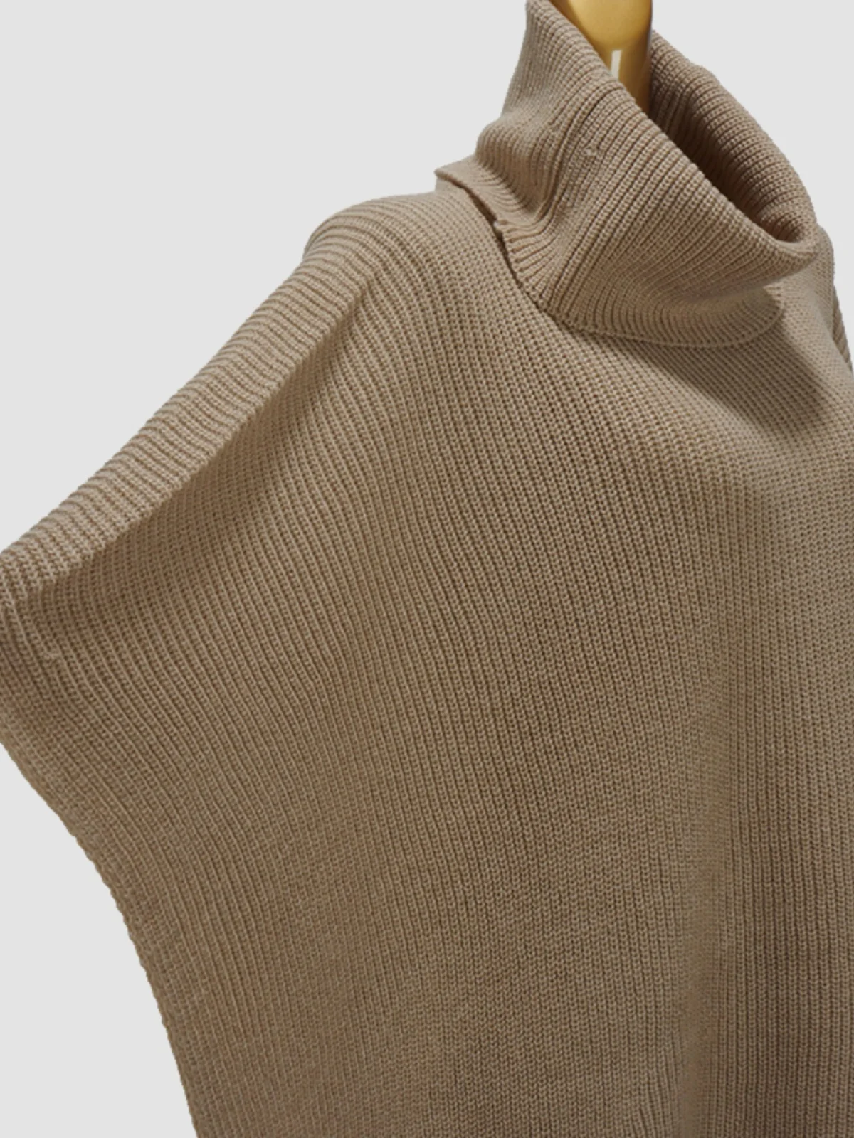 

Женский вязаный свитер с высоким воротником и накидкой, свободный ленивый мягкий уютный плащ, топ в Корейском стиле средней длины