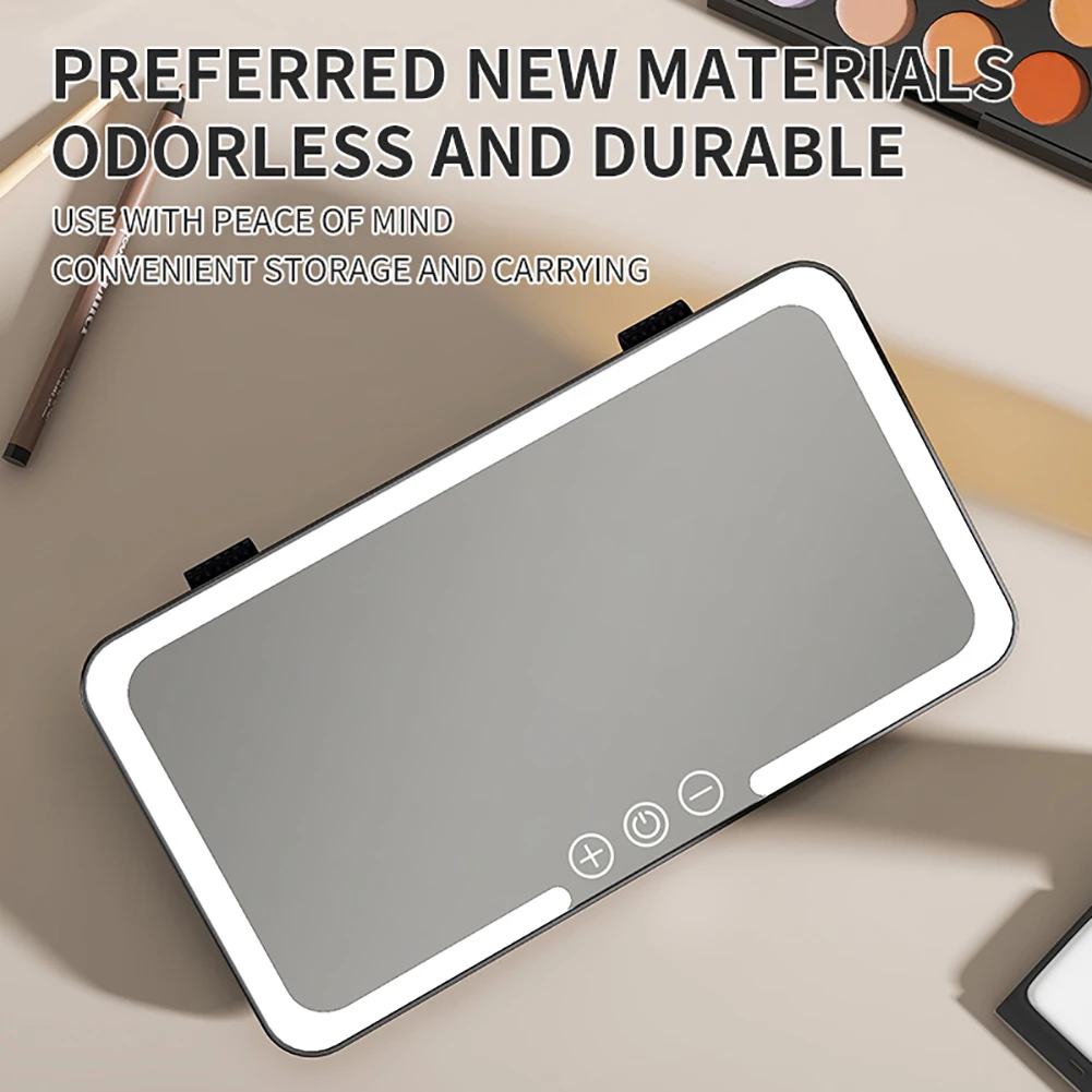 Car Makeup Mirror Sun Visor with 3 Color LED Dimmable Makeup Mirrors Touch Screen Car Interior Cosmetic Light Electric Mirror view 6