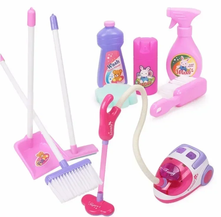 Electronic light & sound child cleaning belt vacuum cleaner tools set car play house toy girl birthday gift Develop good habits