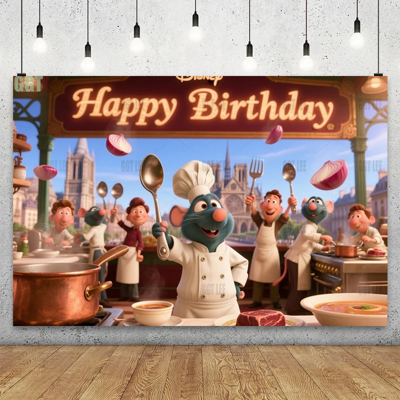 Fondo de Disney Anton Ego degustación Ratatouille restaurante de Gusteau decoración Vintage fotografía Banner fondo de fiesta de cumpleaños