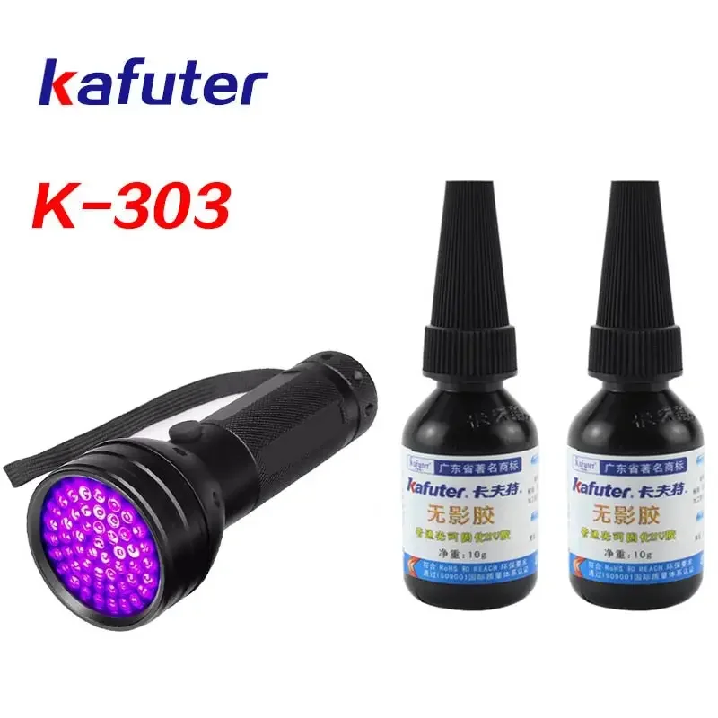 100% prawdziwej 2 sztuk 10g kafuter K-303 klej UV + 51led lampa utwardzająca UV PMMA klej akrylowy klejenia przeźroczyste PVC ABS metal