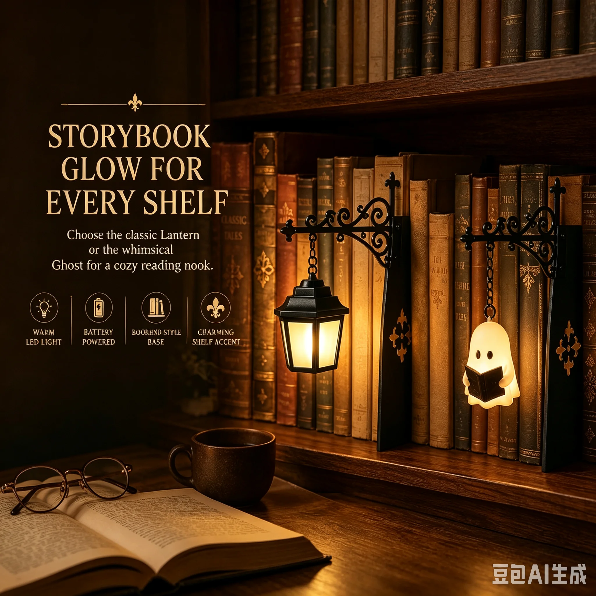 Retro Hanging Street Lamp Wall Decor, Black Metal Scroll Mount LED Night Light Gothic Vintage Wall Lantern Ornament Book Light