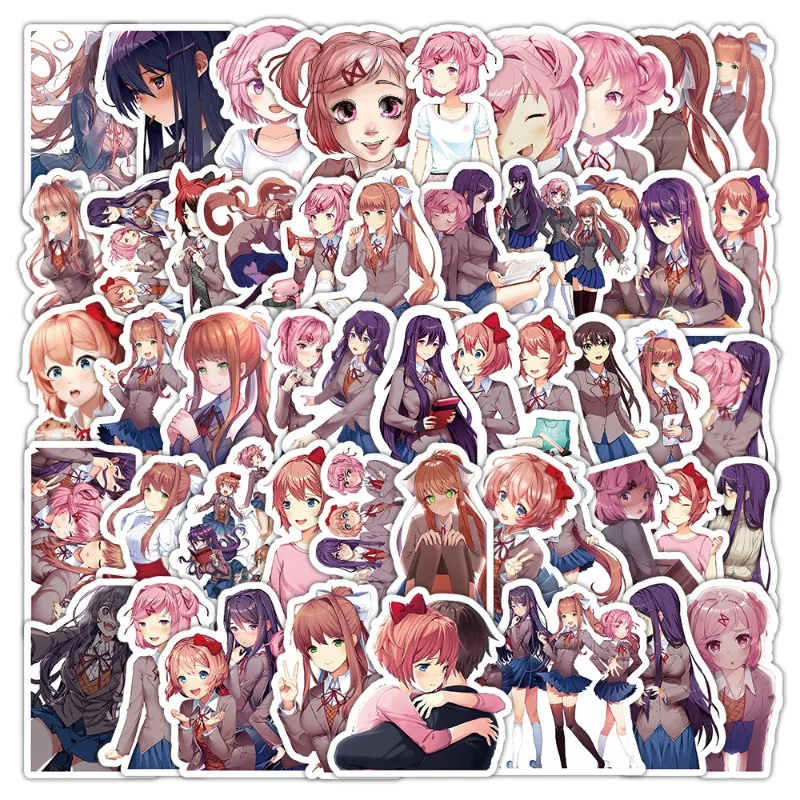 50pcs Doki Doki Literature Club! Stickers Suitcase Water Cup Stationery Mobile Phone Car Scooter Laptop Refrigerator Decoration