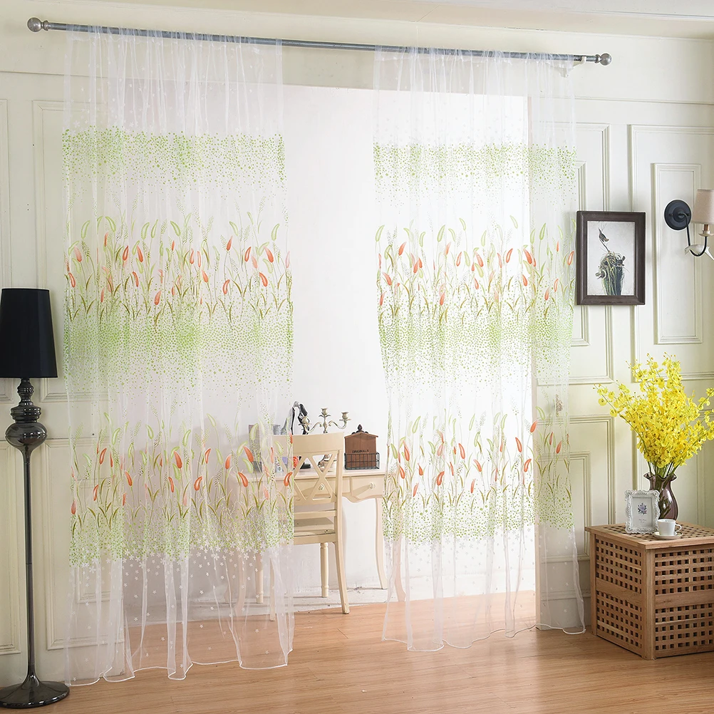 

Window Sheer Curtains Premium Polyester Grass Decor Bathroom Bedroom Light Privacy Screen Door Scarf Valance