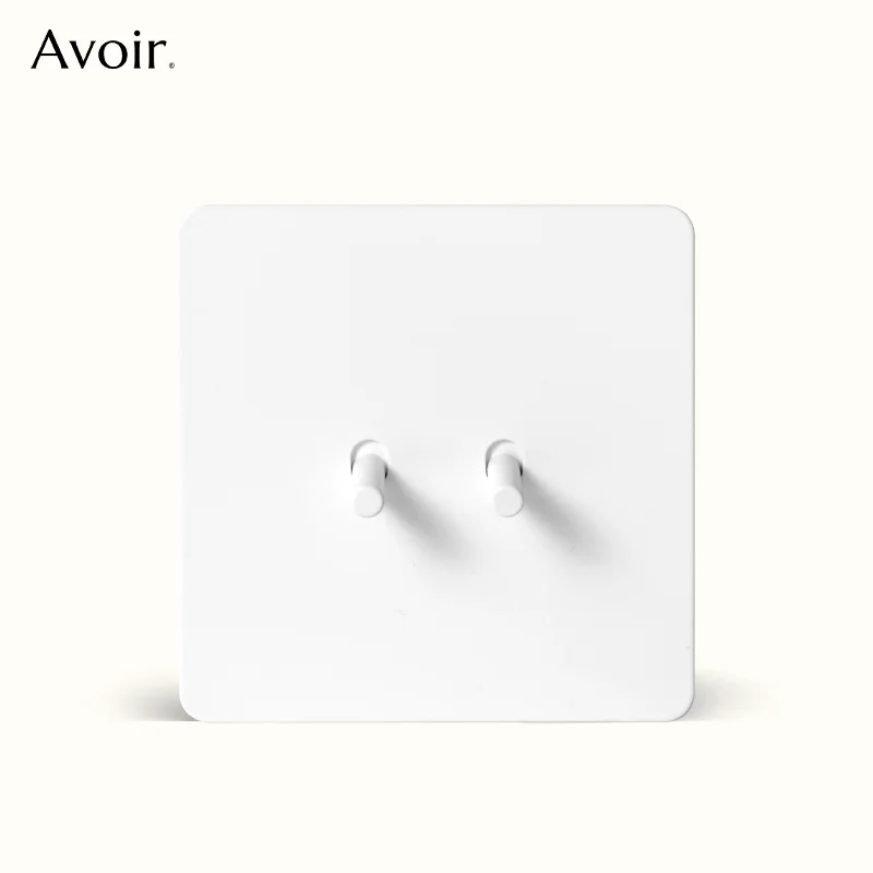 Avoir Wall Toggle Switch 2 Way White Matte Power Socket 16A European Standard Type C Charging Port Outlet Stainless Steel Panel