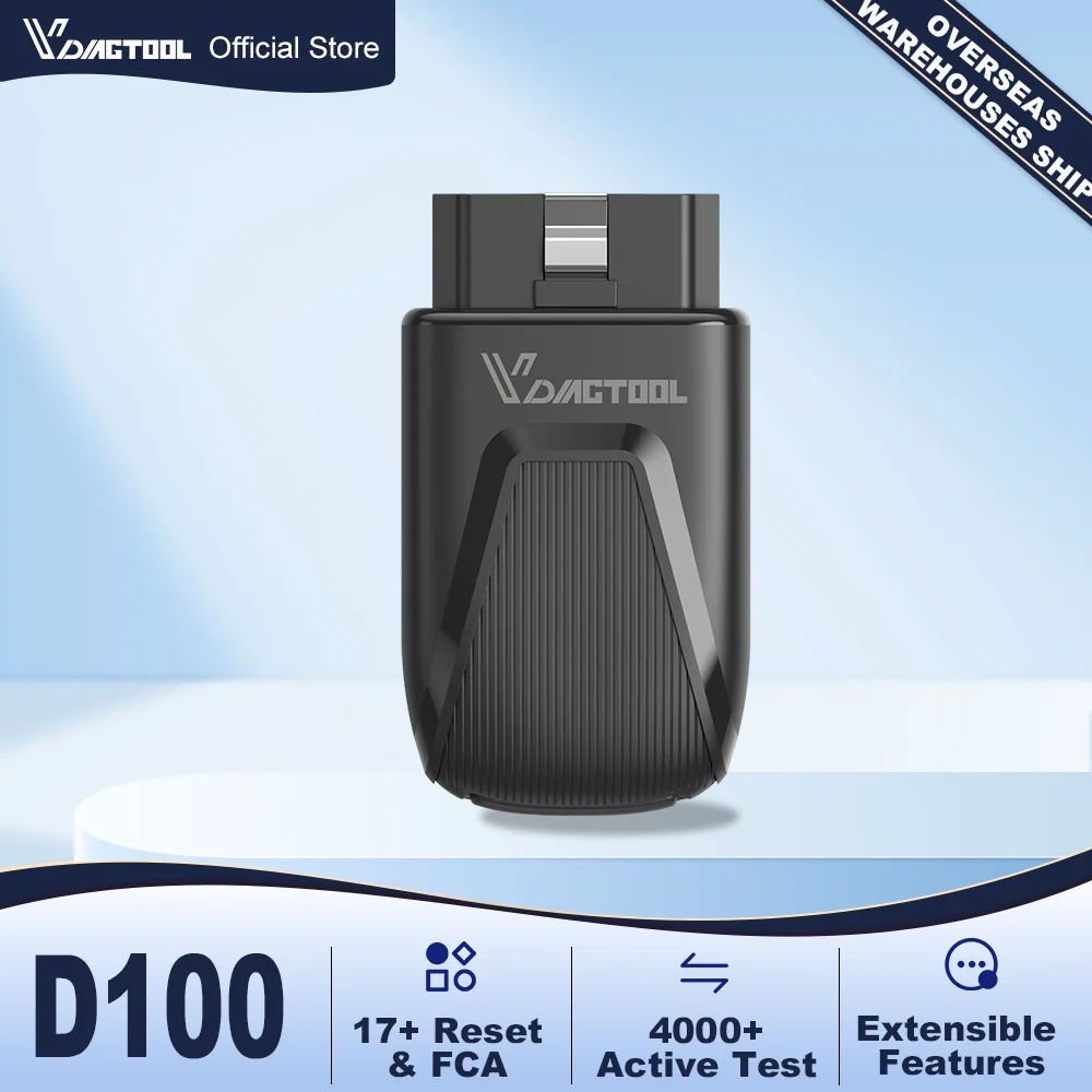 

VDIAGTOOL Новый D100 Все системы автомобильных диагностических инструментов OBD2 Сканер считывателя кодов 17, сброс J2534 FCA Active Teset Пожизненное бесплатное обновление
