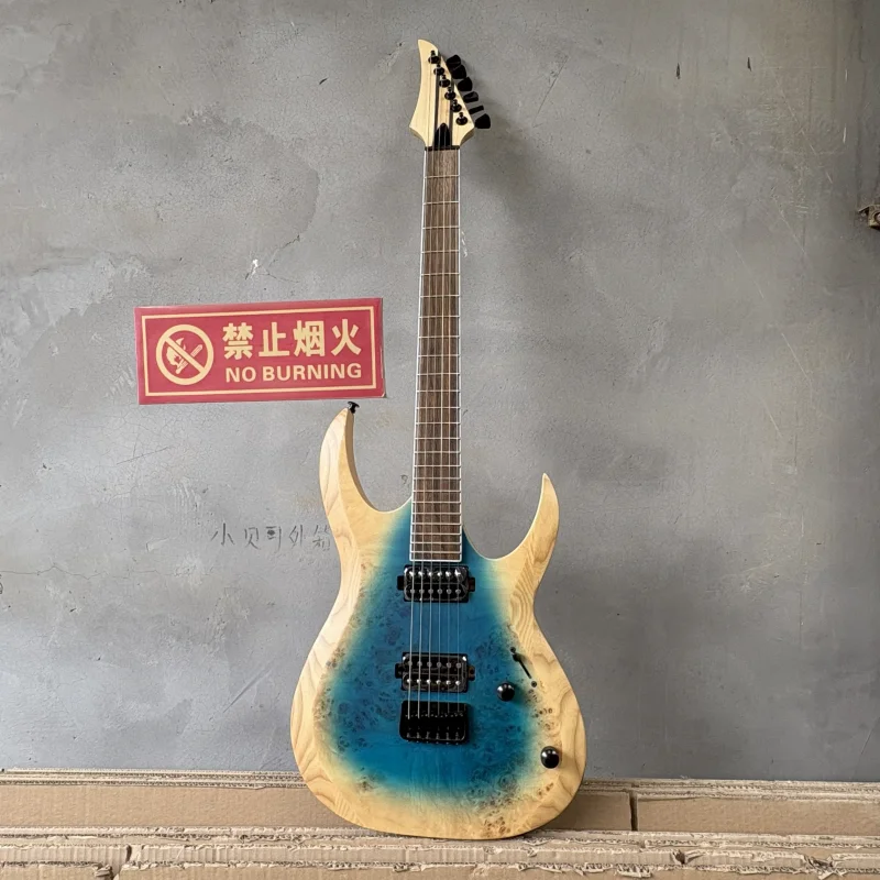 

STLF High Quality Custom OEM Cool Ash Body Poplar Burl Unbranded 24 Frets Metal Rock 6 String Electric Guitar