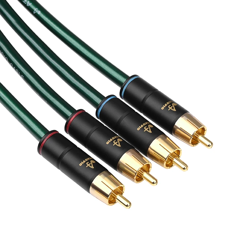 Jedna para ATAUDIO HIFi kabel RCA wysokiej jakości OCC i posrebrzany rdzeń z włókna węglowego wtyczka RCA kabel kabel RCA