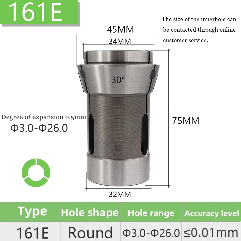 F32 161E Round Hole DIN6343  MIYANO CNC lathe Front Push collet Spring Steel High Precision Chuck Round Square Hexagon