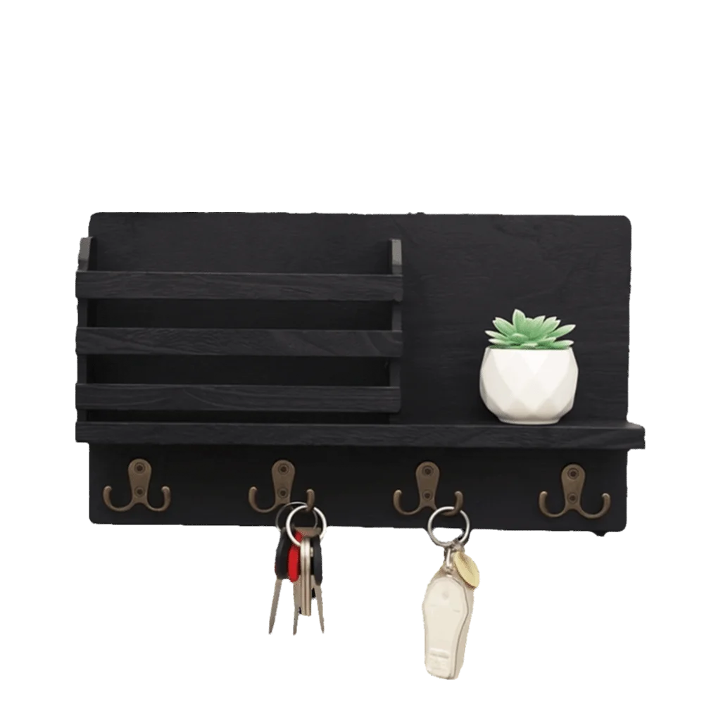 

Home Decor Wood Key Holder Clear Texture Thickening Mail Organizer Wall-mounted Retro Style Wall Mount Kitchen