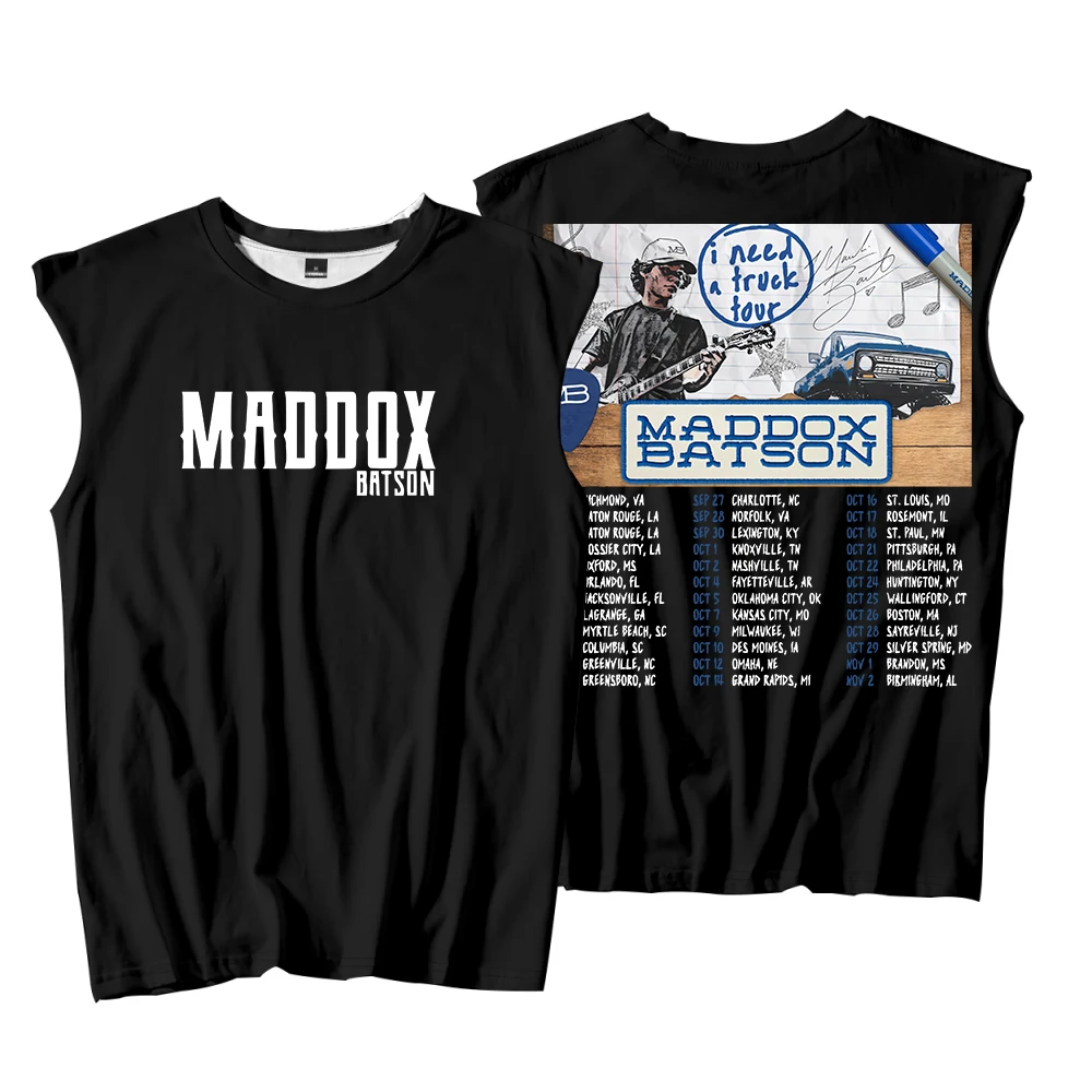 Maddox Batson I Need A Truck Tour 2025 Camisetas sin mangas Ropa de calle Chaleco Mujeres Hombres Ropa deportiva al aire libre