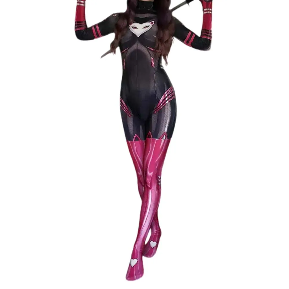 

Adults Halloween Female Miss Meow Cosplay Costumes Superhero Zentai Suit Bodysuit Woman Party Jumpsuits