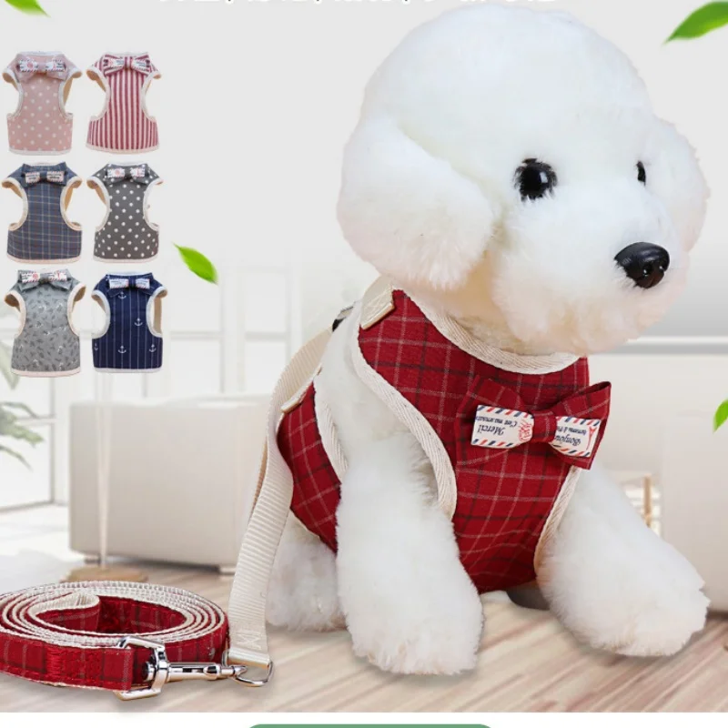 

Teddy Bichon Puppy Cat Vest Style Bow Evening Dress Chest Strap Pet Supplies Wholesale Dog Leash and Collar Home Use Items