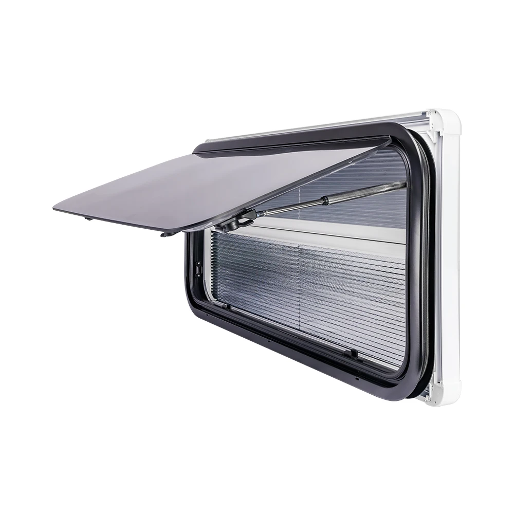 450*500mm RV Window With Insect Screen Caravan Sliding Window Tempered Glass Window Push Out Acrylic Windows For Van