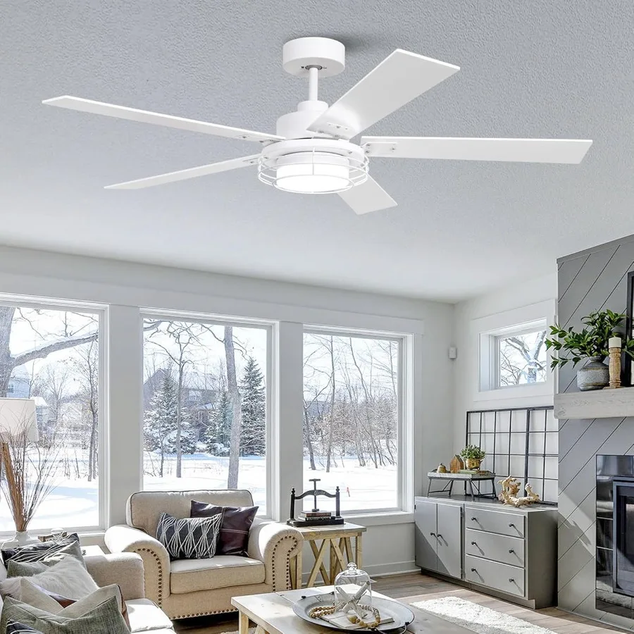 

52-белый потолочный вентилятор со встроенной подсветкой и дистанционным управлением для спальни и гостиной. Технология двигателя постоянного тока с высоким воздушным потоком.