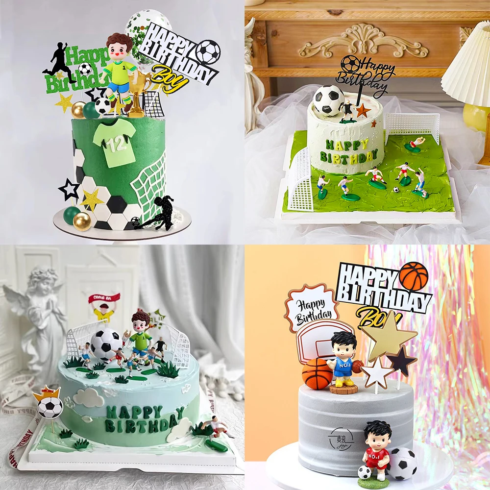 Fußball Junge Kuchen Dekoration Basketball Fußballplatz Spieler Puppe Cupcake Topper Alles Gute zum Geburtstag Dekorationen Sport Party Supplies