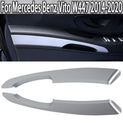 For Mercedes Benz Vito W447 2014-2020 Car Interior Decoration ABS Silver Front Door Armrest Protector Cover Car Accessories
