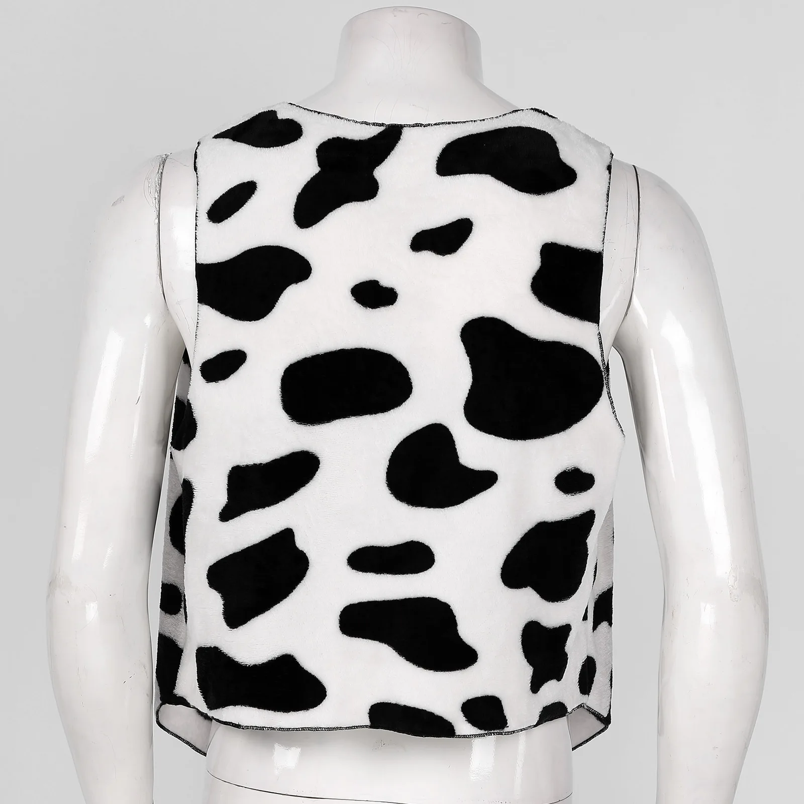 Men Women Open Front Cow Print Flannel Vest Waistcoat Outerwear Halloween Carnival Western Cowboy Cosplay Performance Costume