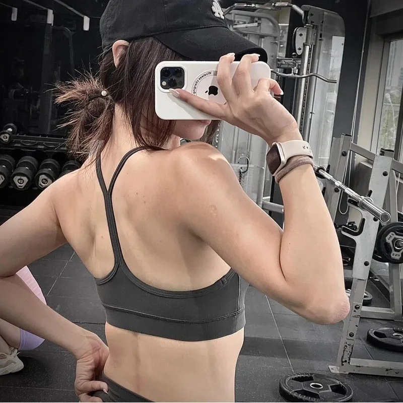 

Sports Yoga Underwear Y-shaped Vest with Chest Pad Fitness Shock-proof Sleeveless Bra Women