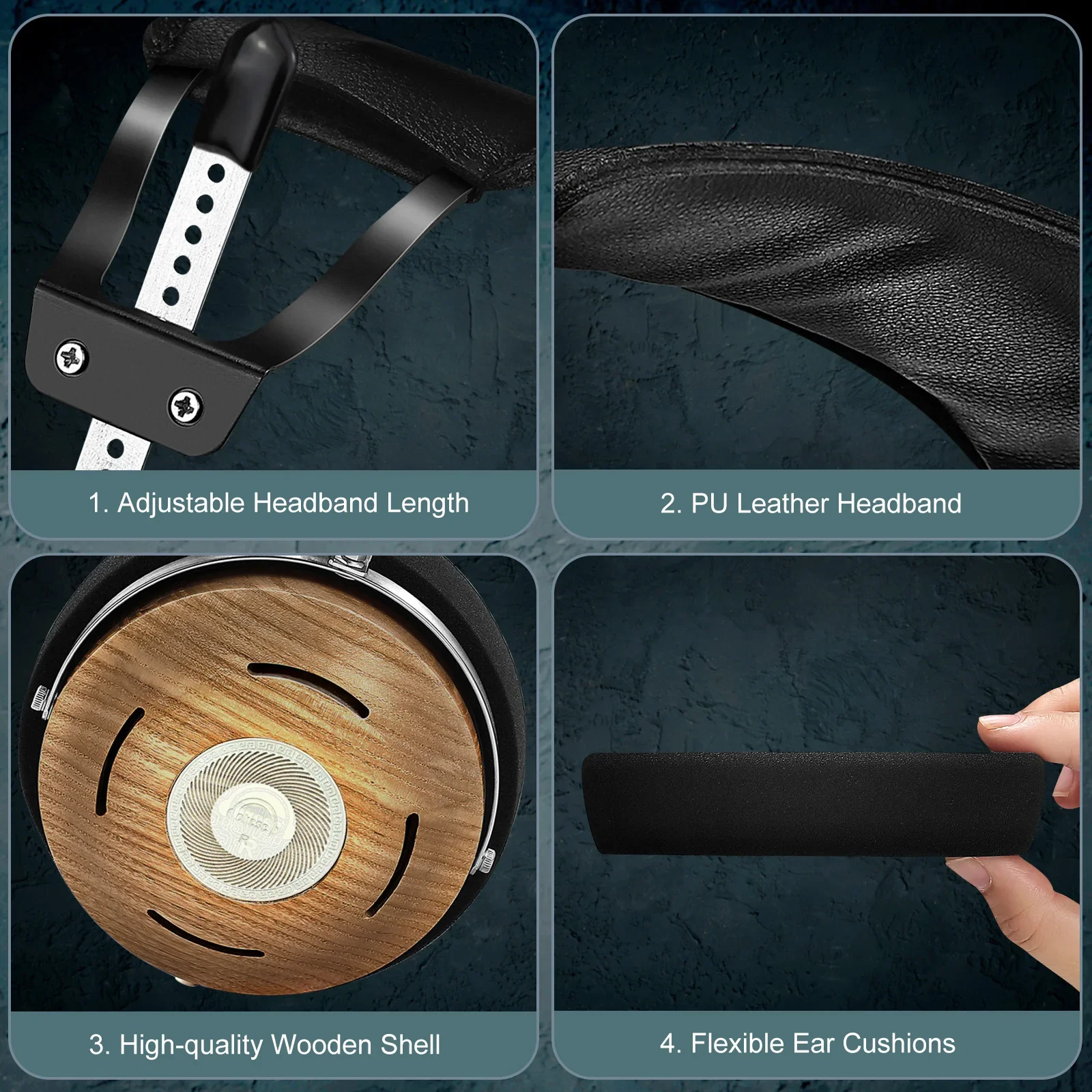 Geekyaudio Ash ไม้เปิดด้านหลังหูฟังที่ถอดออกได้ชุดหูฟังแบบมีสายสําหรับ PC/โทรศัพท์สมาร์ท 3.5 มม.เพลงสเตอริโอแบบมีสาย