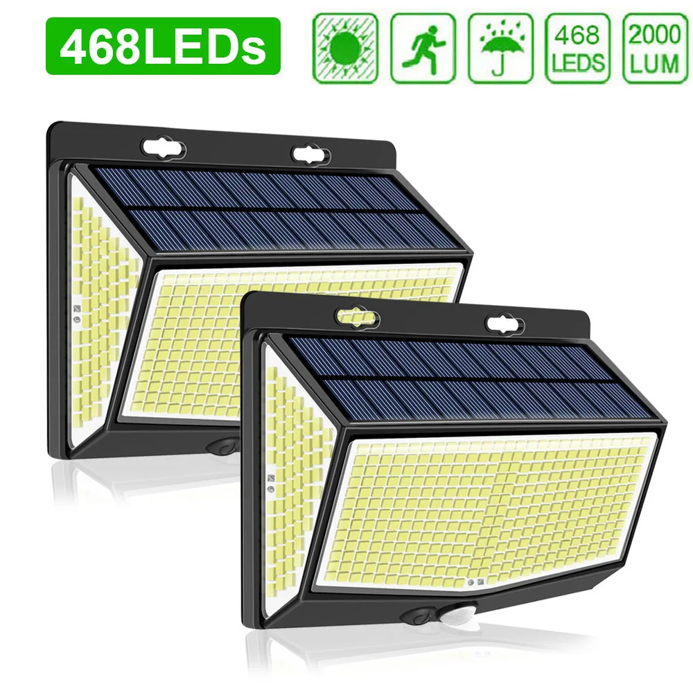 

468 248 LED Solar Lights Outdoor Solar Lamp with Motion Sensor Waterproof Spotlight Sunlight Powered for Garden Patio Decoration