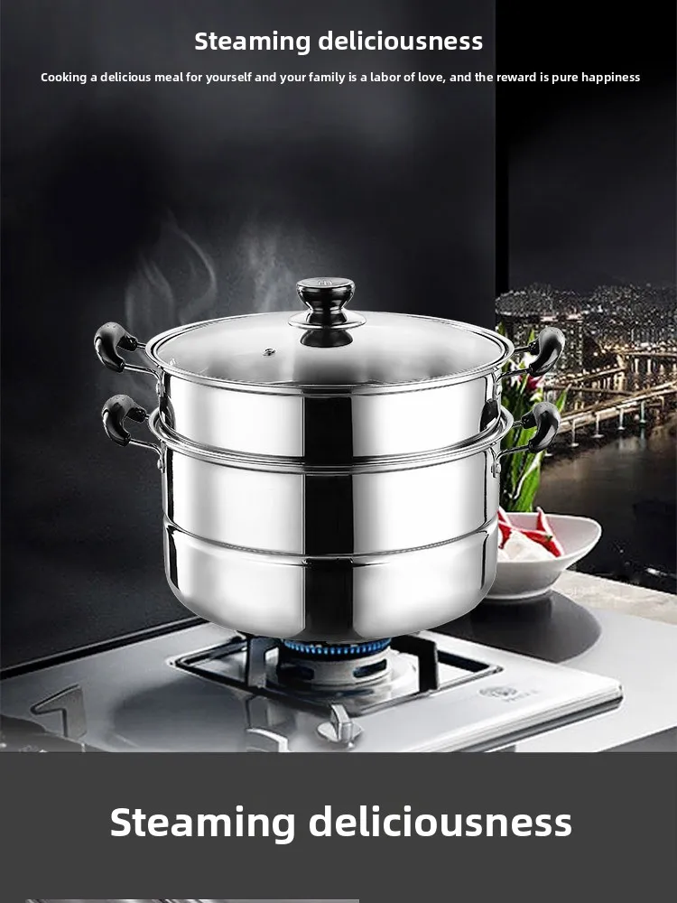 Direct sales Deshlang two-layer multi-purpose steamer gas induction cooker household soup pot stainless steel cooking stew