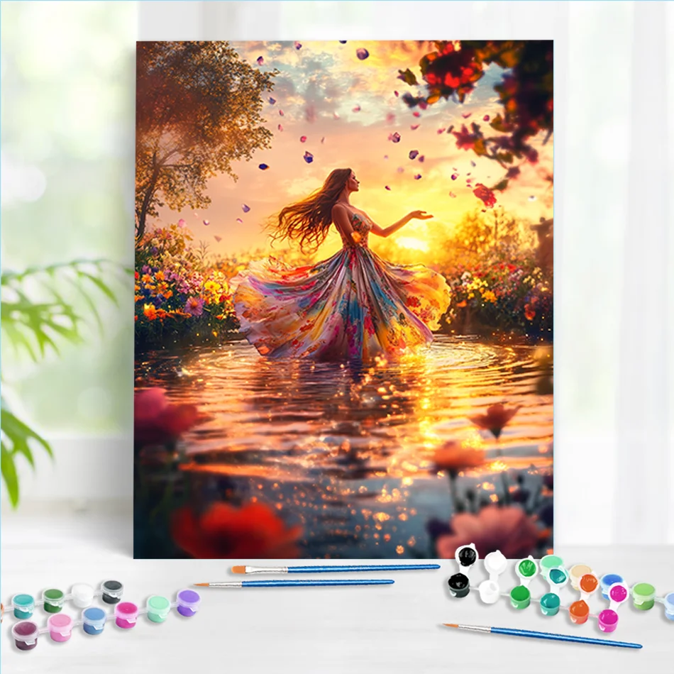 RUOPOTY Oil Painting By Numbers Flower Elves HandPainted On Canvas Hand Painted Painting Acrylic Paint Paintings Decor For Home