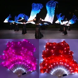 LED Long Silk Fans Veil Belly Dance Fans Veils Silk Fan LED Night Show Prop Accessories Girl Costume for Stage Performance