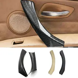 Cubierta de manija de puerta Interior, color negro y Beige, fibra de carbono, para BMW Serie 3 E90 E91 E92 E93 2005-2012
