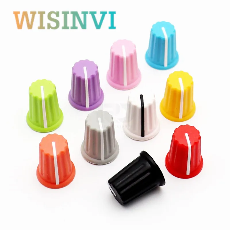 5PCS Color Rubber Half Shaft Knob Diameter 16 mm Height 19mm  Rubber Potentiometer Knob 180 Degree D-Shaped Inner Hole 6mm 