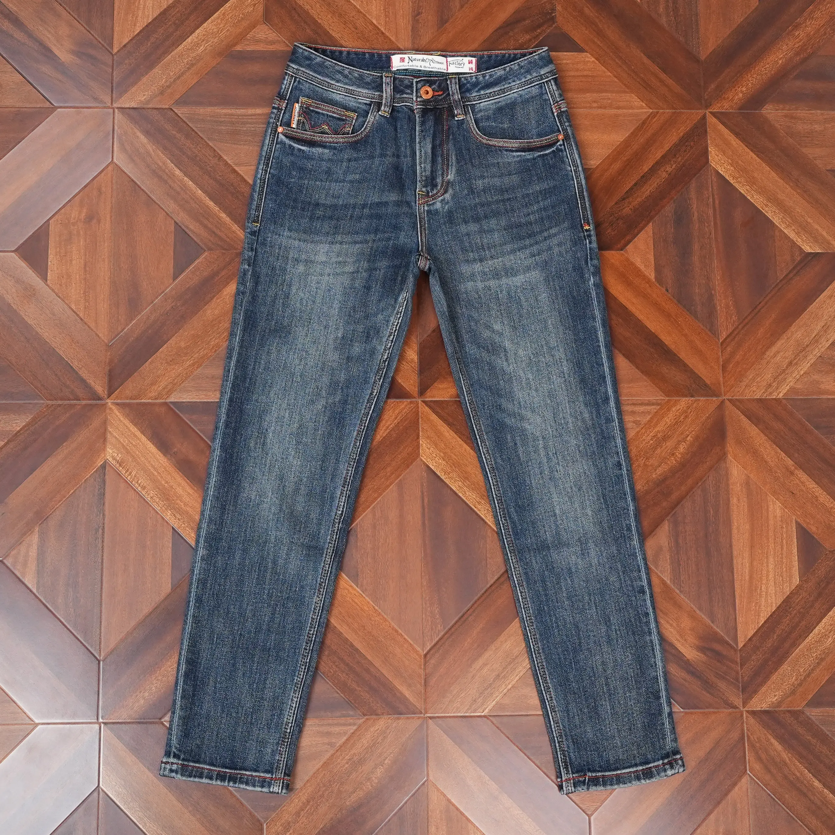 Men's Washed Denim Jeans | Sapphire Classic Slim Straight Fit | High Quality Stretch Pants | 2026 Fall New Collection
