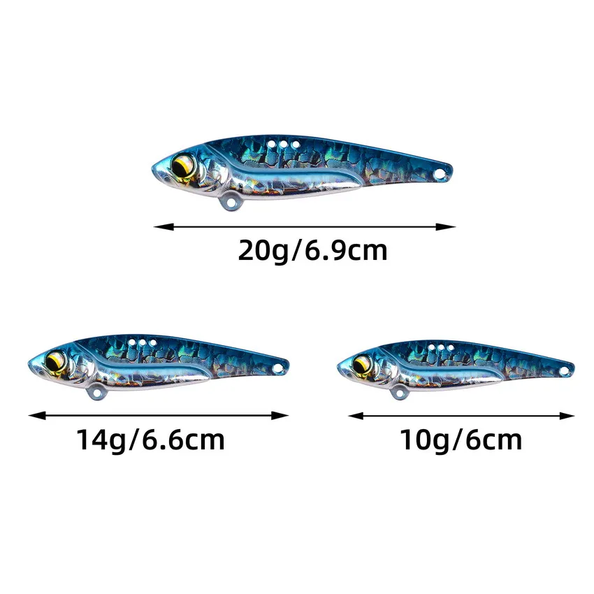 Metal VIB Lure 10g 14g 20g  Vibrate Hard Artificial Bait Coated Copper Treble Hook Freshwater Saltwater Fishing Tackle Spoon