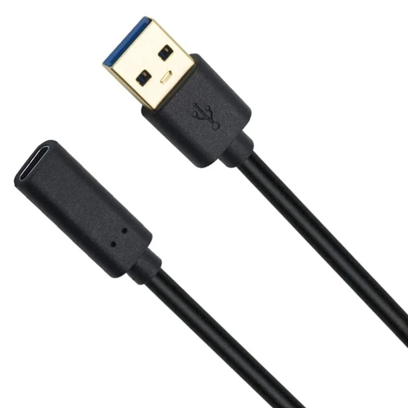 Gold Plating Tipo C Cabo de Extensão, Masculino e Feminino Fio, Carregamento e Linha de Dados, USB 3.1