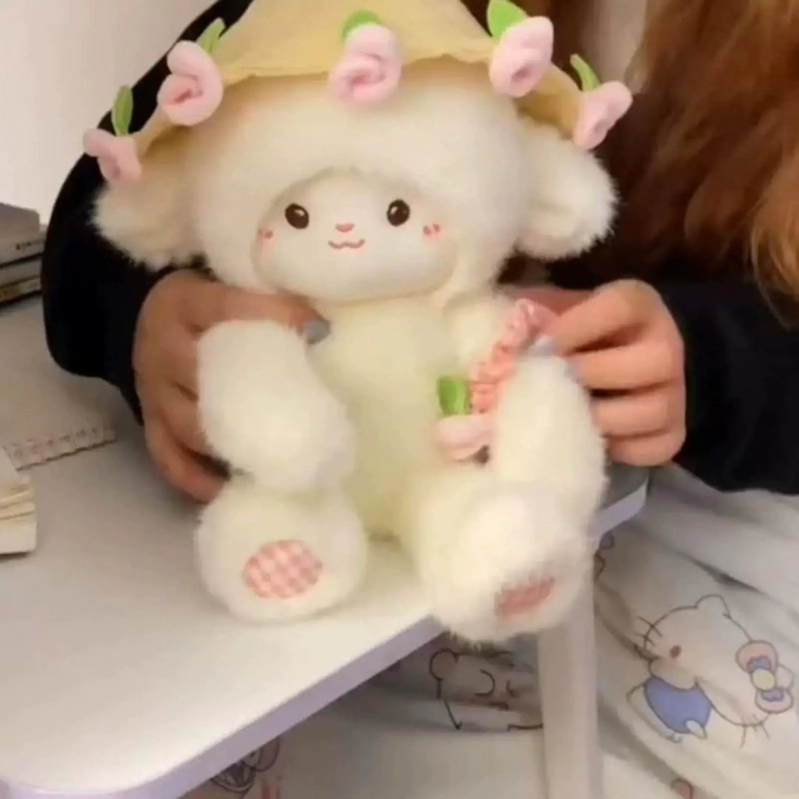 

Kawaii Lamb with Roses Plush Toy Soft Bear Stuffed Doll Romantic Gift for Lover Home Decor Valentine's Day Gifts for Girls