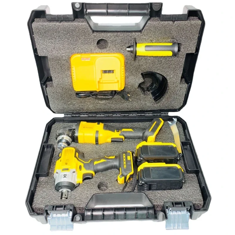 

Yellow, lithium battery brushless tool combination 2-piece set (angle grinder, wrench) A01