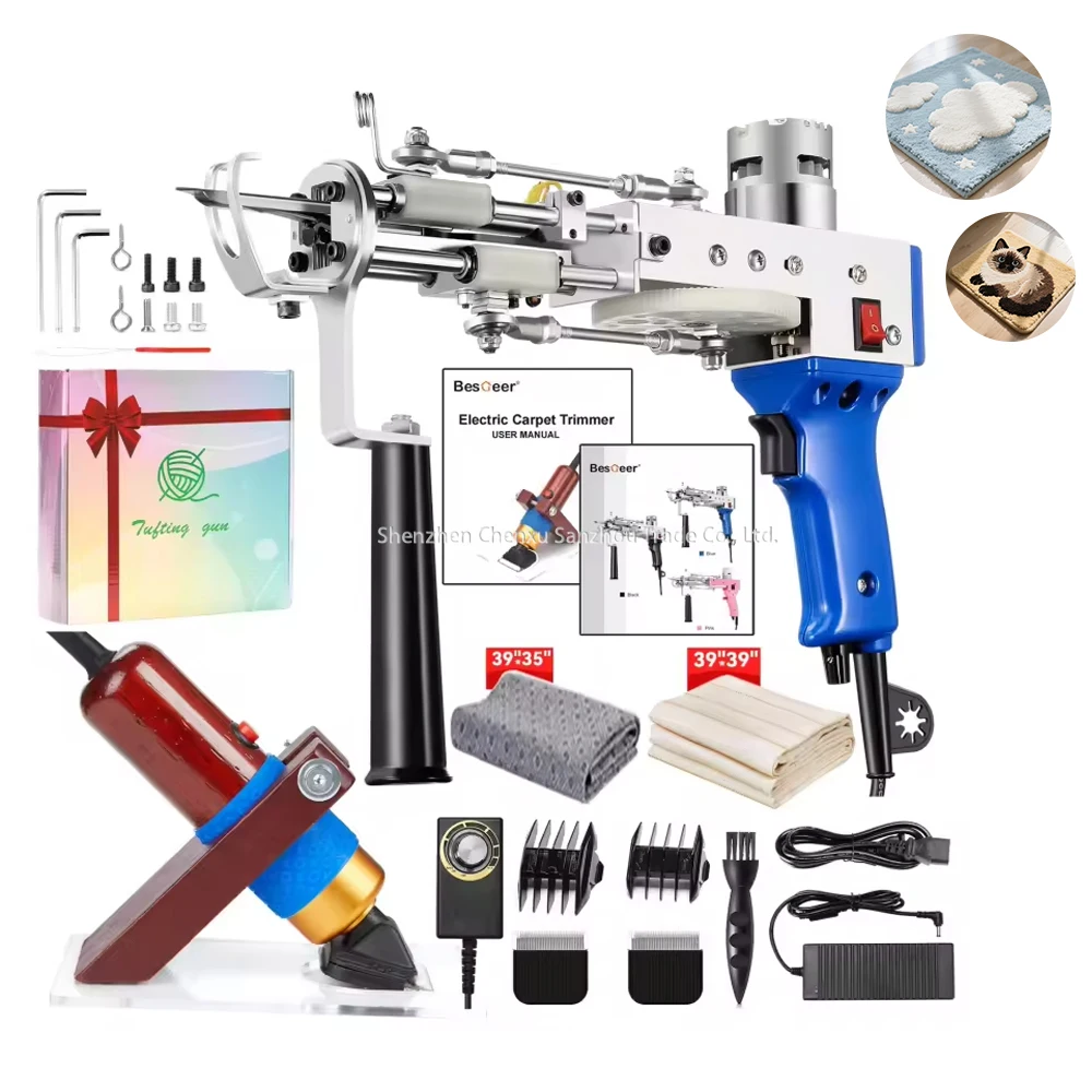 Carpet Weaving Flocking Machine Electric Carpet Weaving Tufting Gun Kit 2 in 1 Kit Hand Tufting Gun Machine