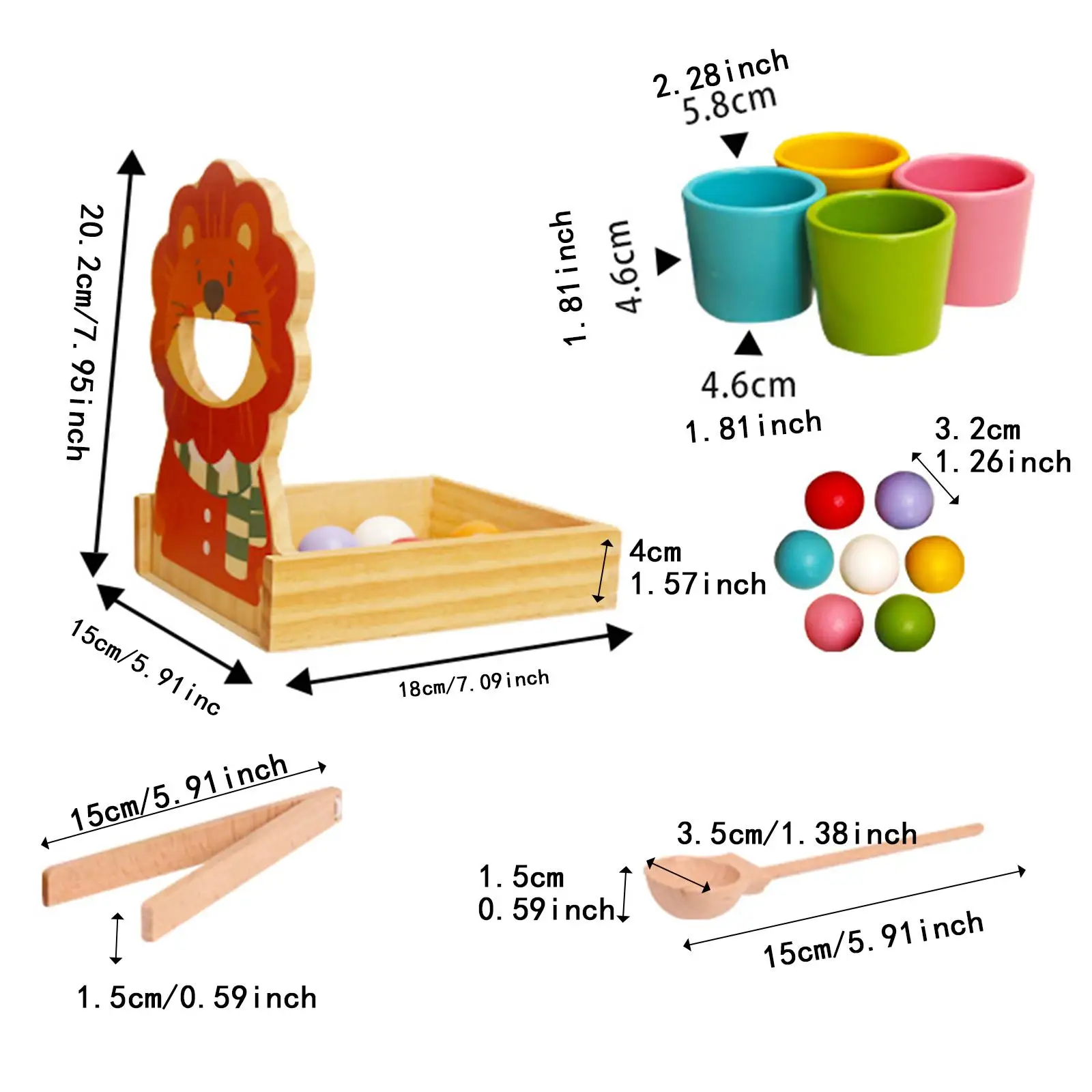 컵에 나무 공 색상 정렬 및 계산 소년 소녀 어린이