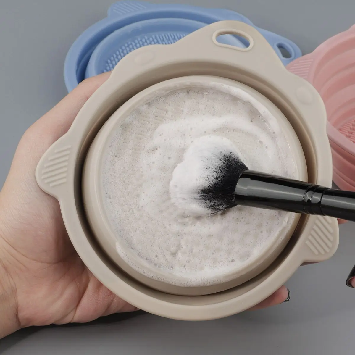 Silicone Makeup Brush Cleaner Folding Powder Puff Cleaning Bowl Eyeshadow Brushes Washing Soft Mat Beauty Tools Scrubber Box