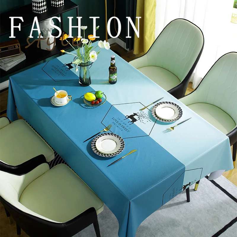 

Tablecloth Waterproof Anti-hot Oil-resistant Stain-free Scandinavian Rectangular Dining Tablecloth Desk PVC Tablecloth Table Mat