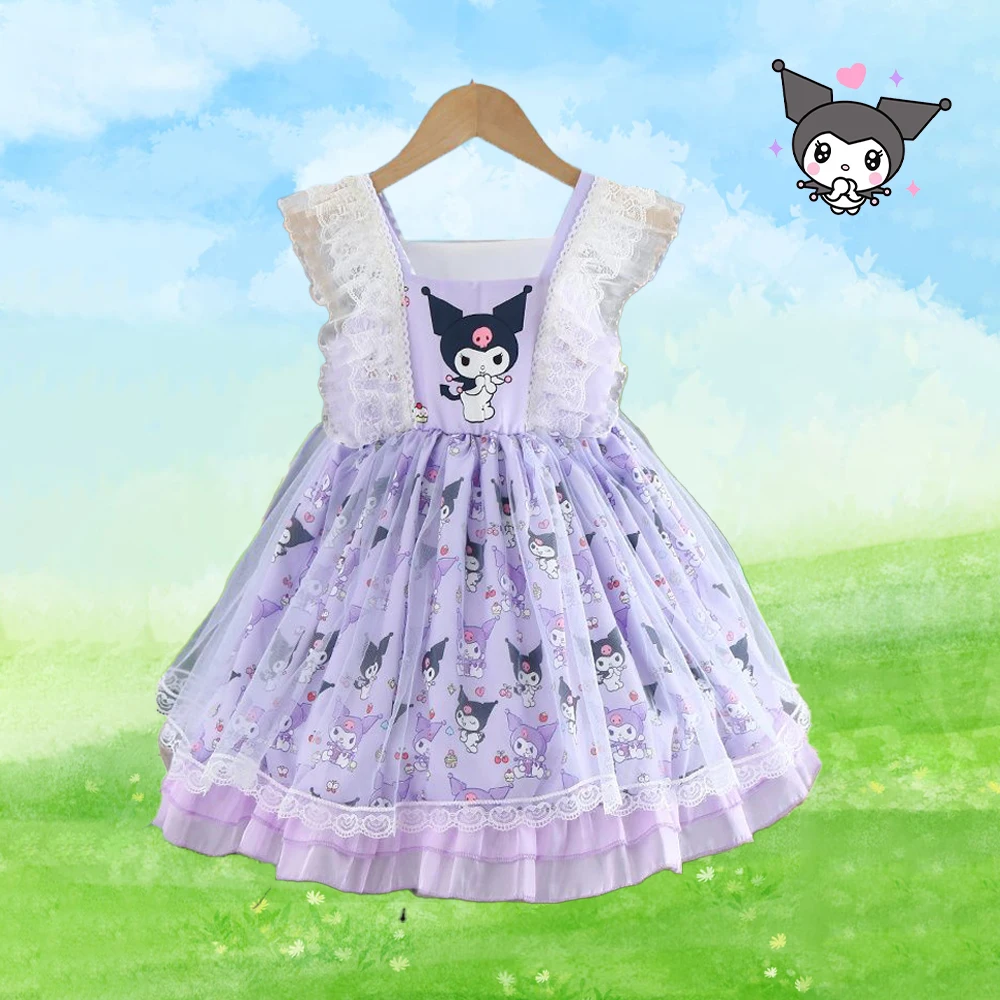 

Kawaii Kuromi Melody Children Lolita Skirt Hot Korean Fashion Girls Dress Puffed Skirt Cute Summer Cartoon Sleeveless Dress Gift