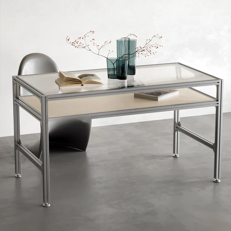 

Medieval desk, living room desk, metal glass table, aluminum profile, writing desk, household dining table