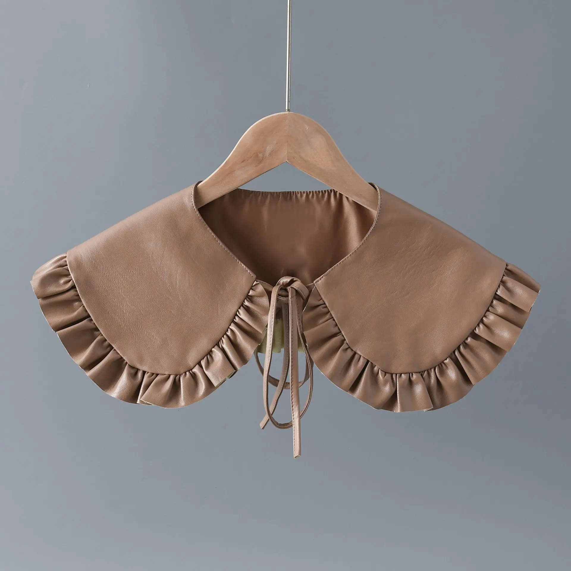 South Korea Dongmen Autumn and Winter New Fashion Style Doll Collar Fake Collar Lotus Leaf Edge Strap Leather Shawl
